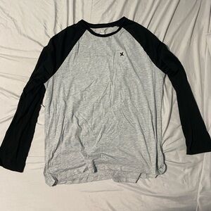Men’s Hurley Black and Gray Raglan Long Sleeve Tee Shirt